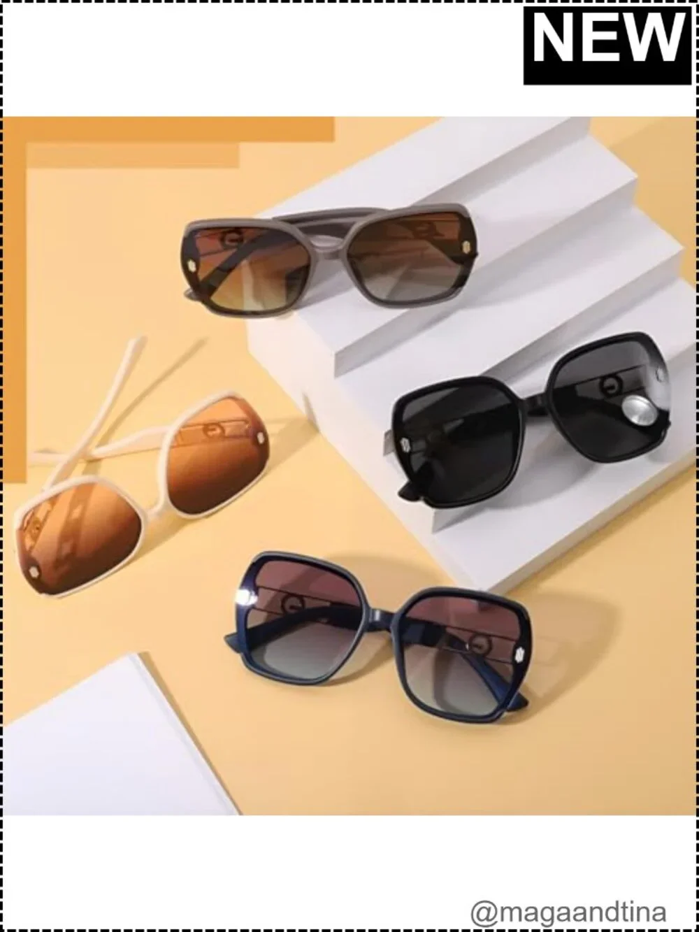 Retro 70s Oversized Square Sunglasses 4 Pack Rhinestone UV400